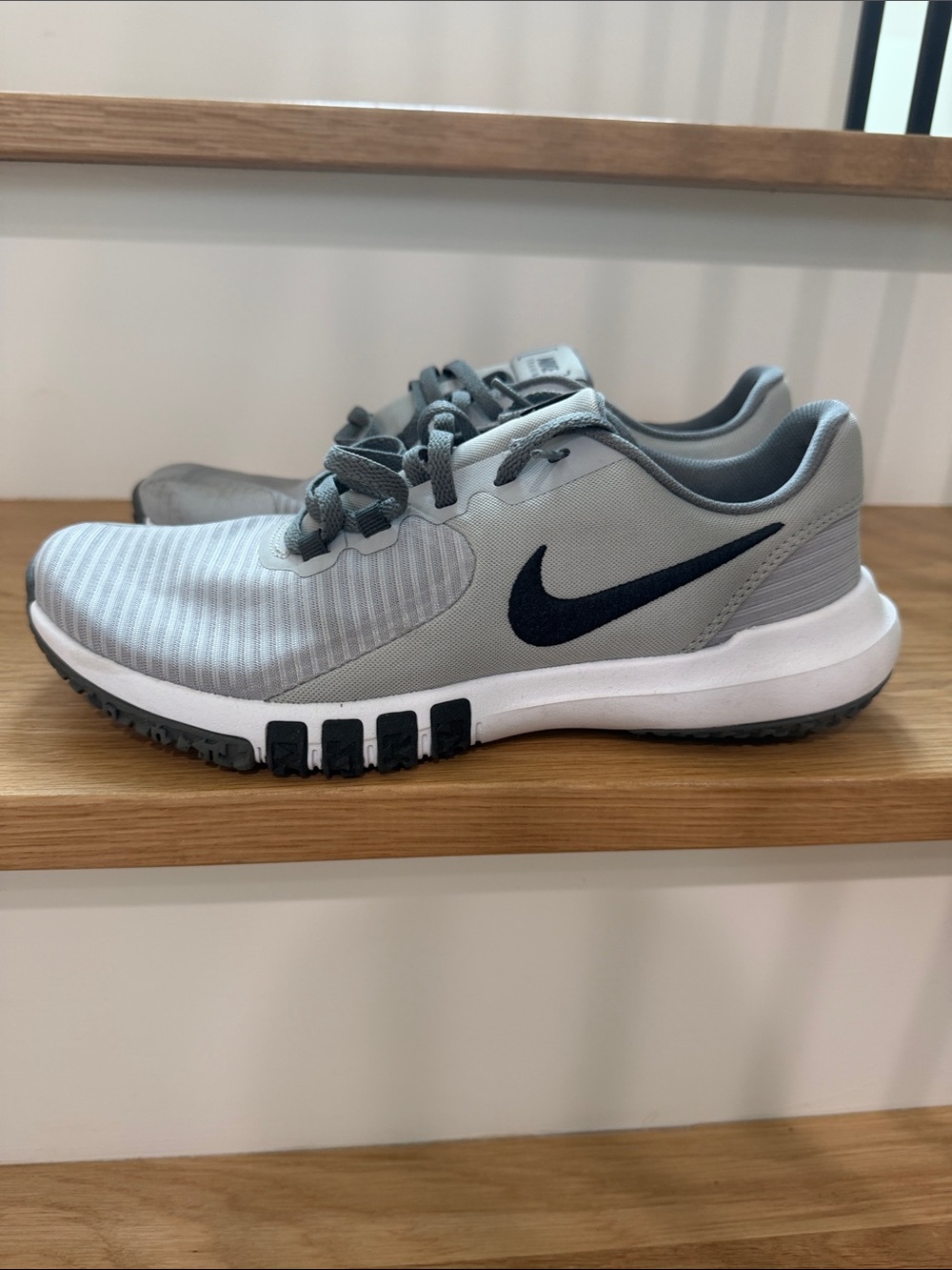 Nike Light Gray Mesh Training Shoes with Black Swoosh